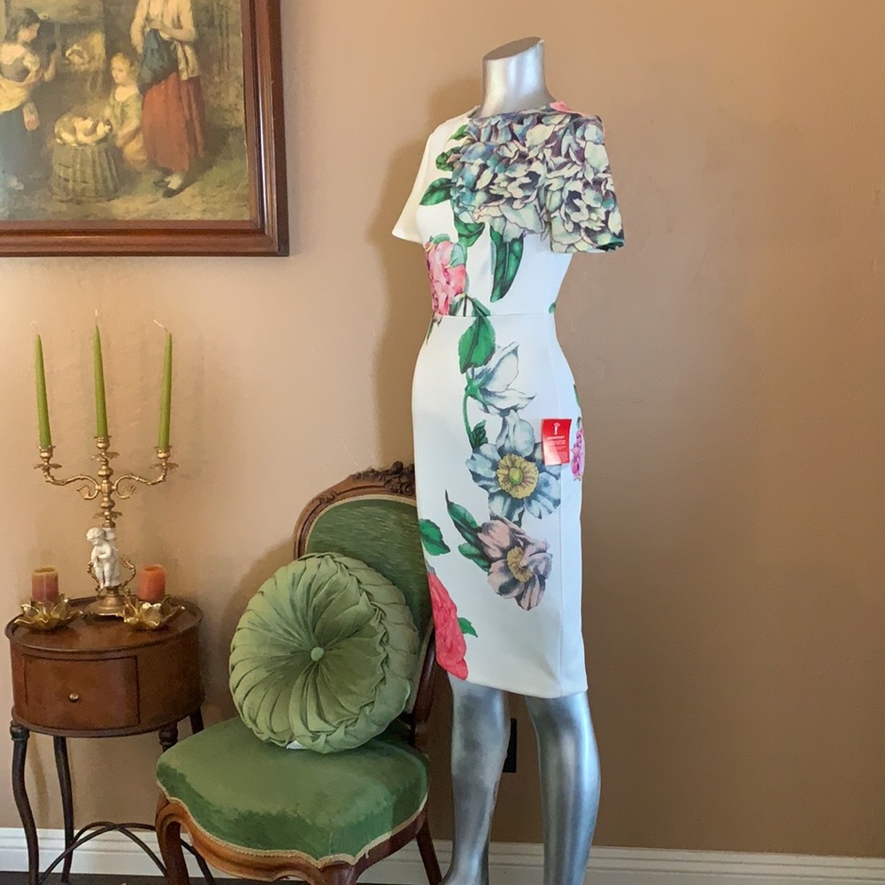 NWT ASOS White Floral Pencil Dress.  Sz 2